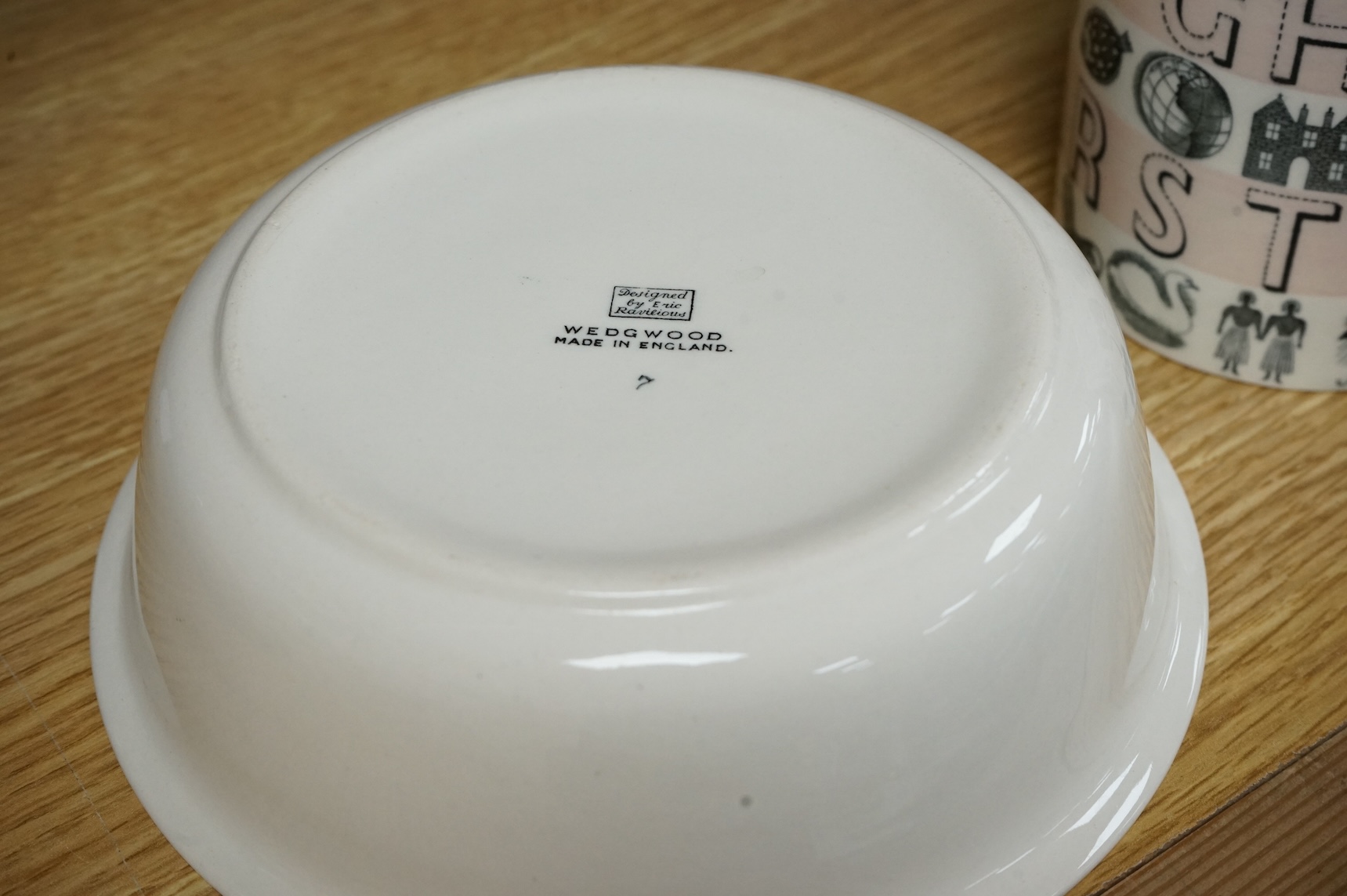 Eric Ravilious (1903-1942) for Wedgwood, an Alphabet pattern cup and bowl, 17cm diameter
